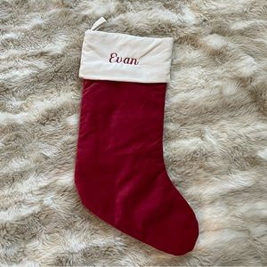 Pottery barn “Evan” embroidered stocking